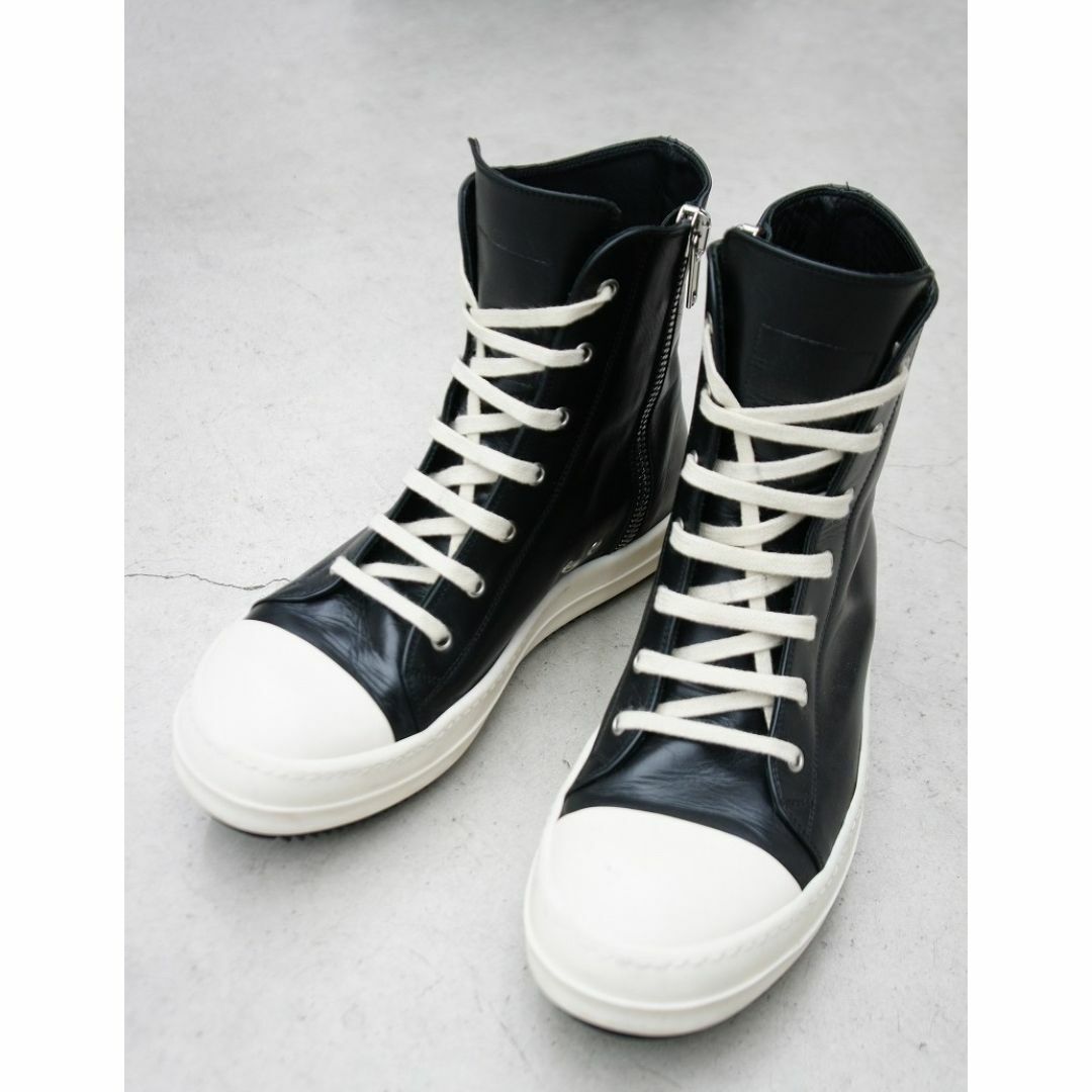 美品23SS RICK OWENS ラモーンズ スニーカー 黒1102O△ 美品23SS RICK OWENS ラモーンズ スニーカー 黒1102O△