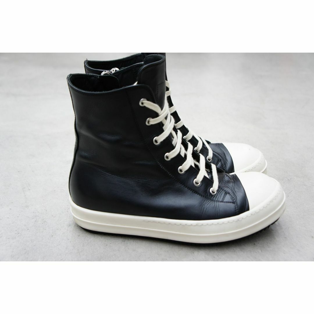 美品23SS RICK OWENS ラモーンズ スニーカー 黒1102O△ 美品23SS RICK OWENS ラモーンズ スニーカー 黒1102O△