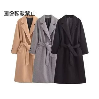 ☕️11月新作🌇15827◆3color ベルト付き ロングコート(ロングコート)