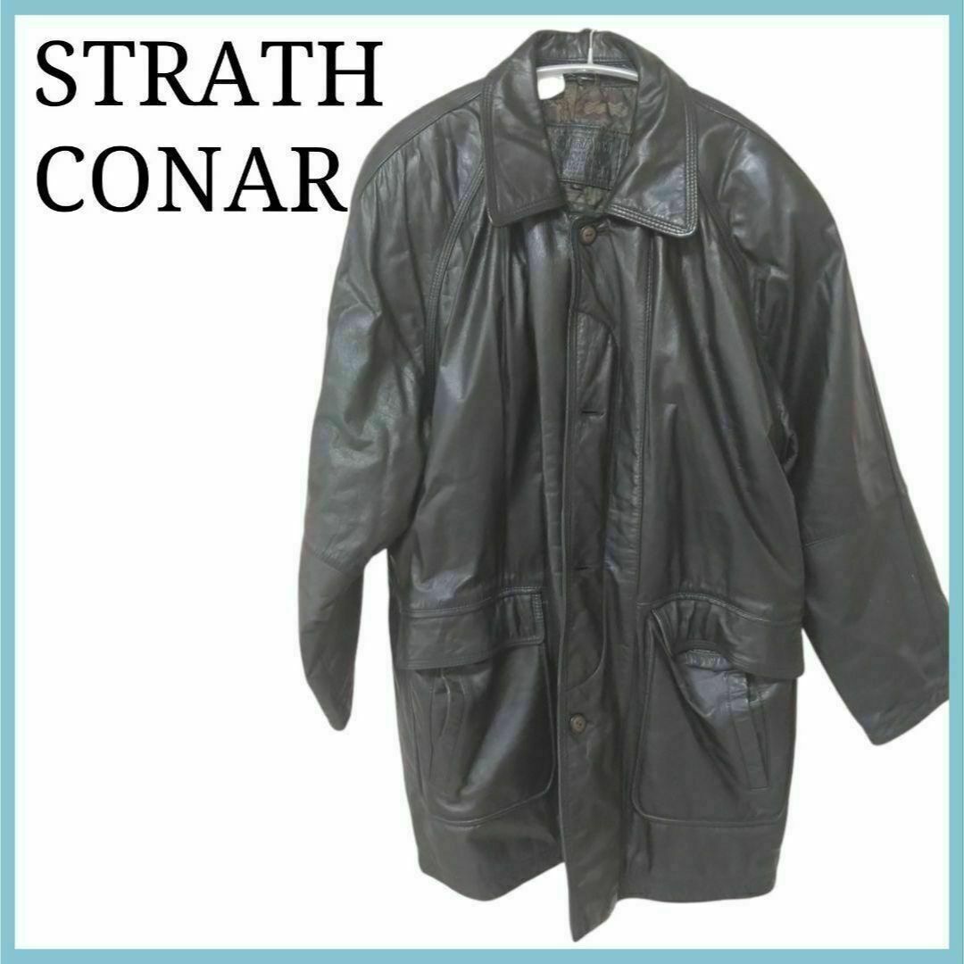 STRATHCONAR 牛革 ビンテージ レザージャケット 黒 ブラック STRATHCONAR 牛革 ビンテージ レザージャケット 黒 ブラック