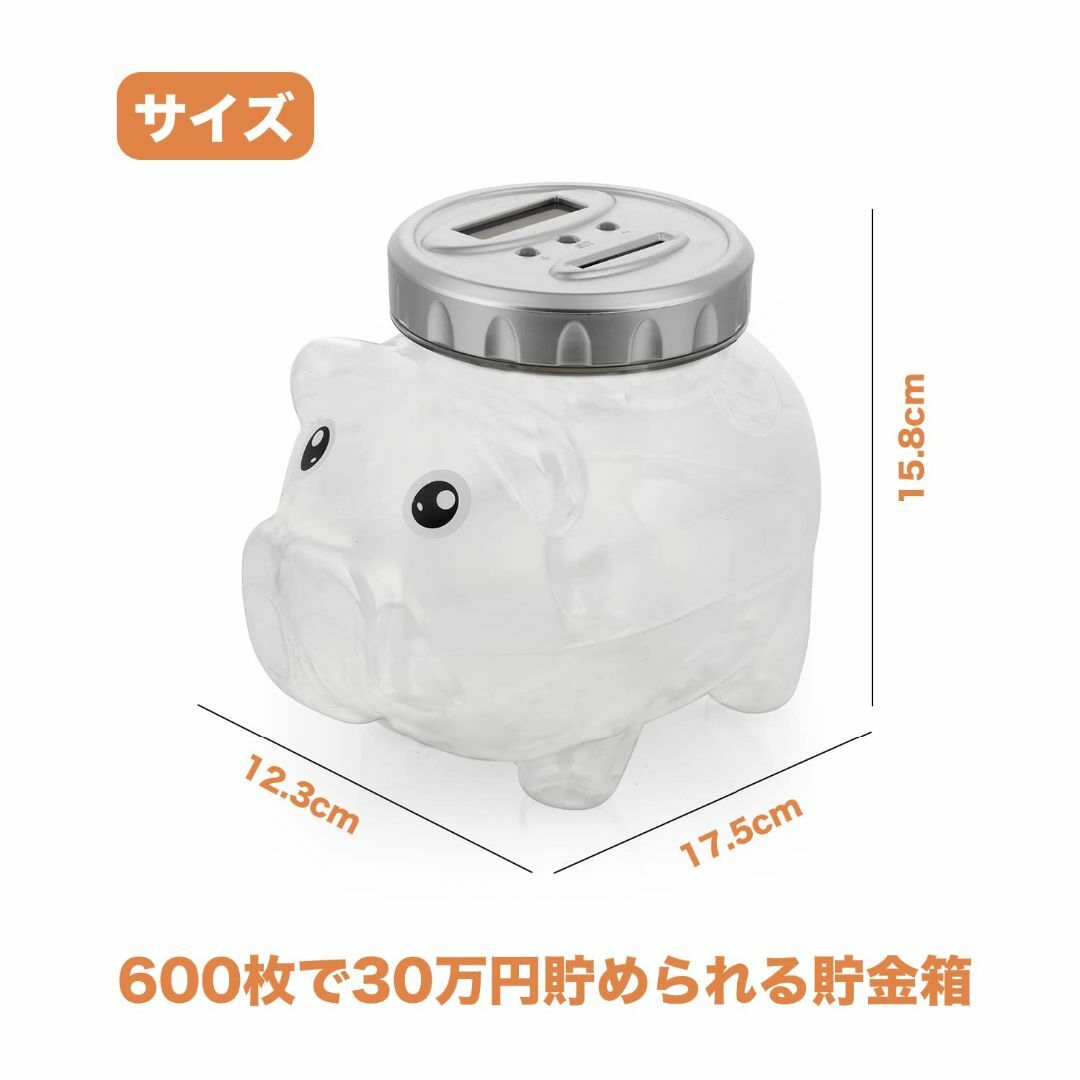 TWODAYS 透明 豚の貯金箱 デジタルカウン ちょきん箱 お札と TWODAYS 透明 豚の貯金箱 デジタルカウン ちょきん箱 お札と