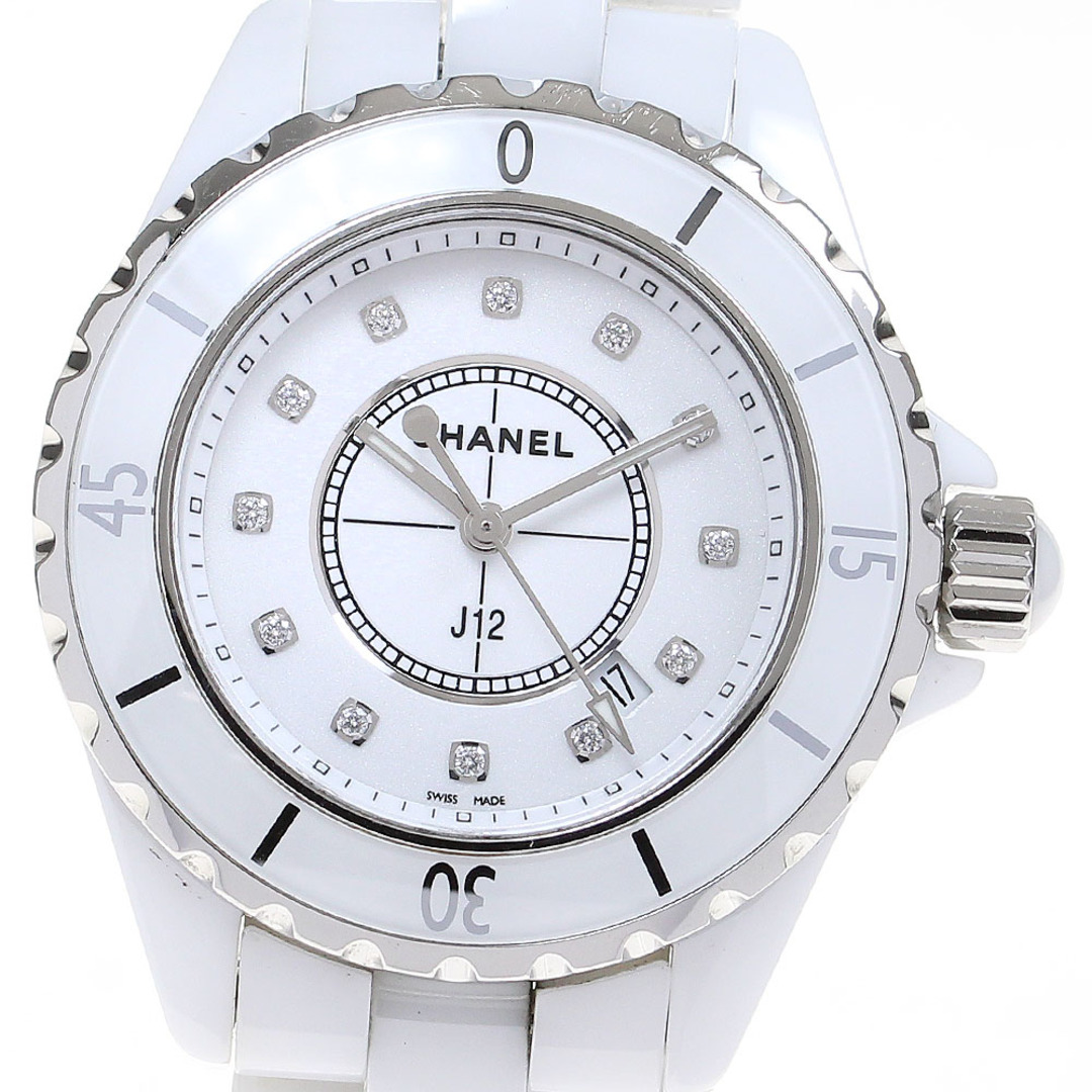 CHANEL - シャネル CHANEL H1628 J12 33MM 白セラミック 12Pダイヤ クォーツ レディース 良品 _844255