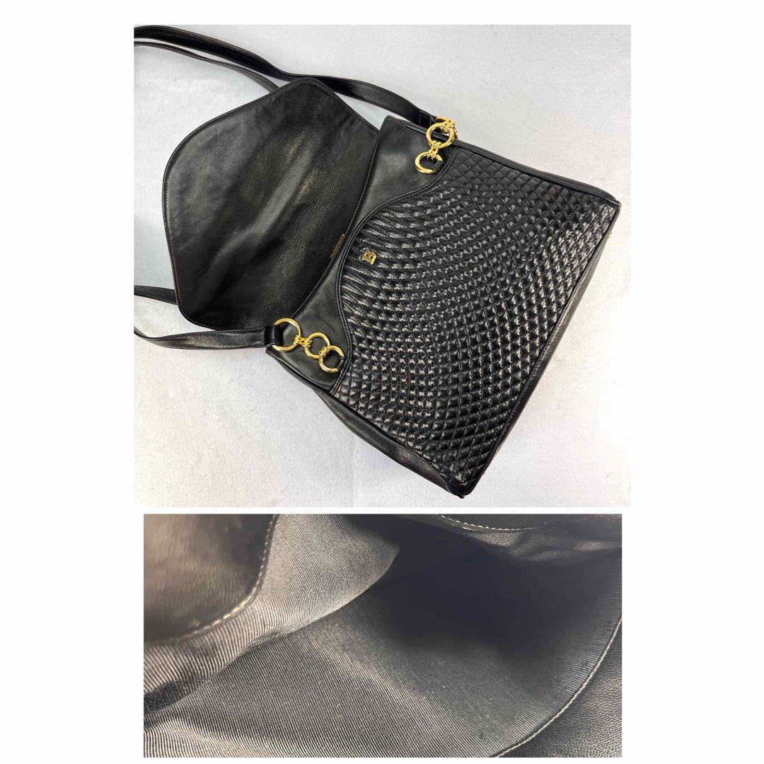 美品】BALLY ラムスキン キルティング トートバッグ 黒 G金具 美品】BALLY ラムスキン キルティング トートバッグ 黒 G金具