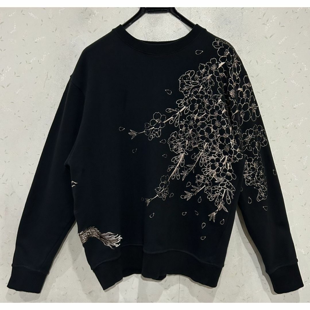絡繰魂 - *絡繰魂 粋 和柄 龍 桜 刺繍 スウェット トレーナー L 絡繰魂 - *絡繰魂 粋 和柄 龍 桜 刺繍 スウェット トレーナー L