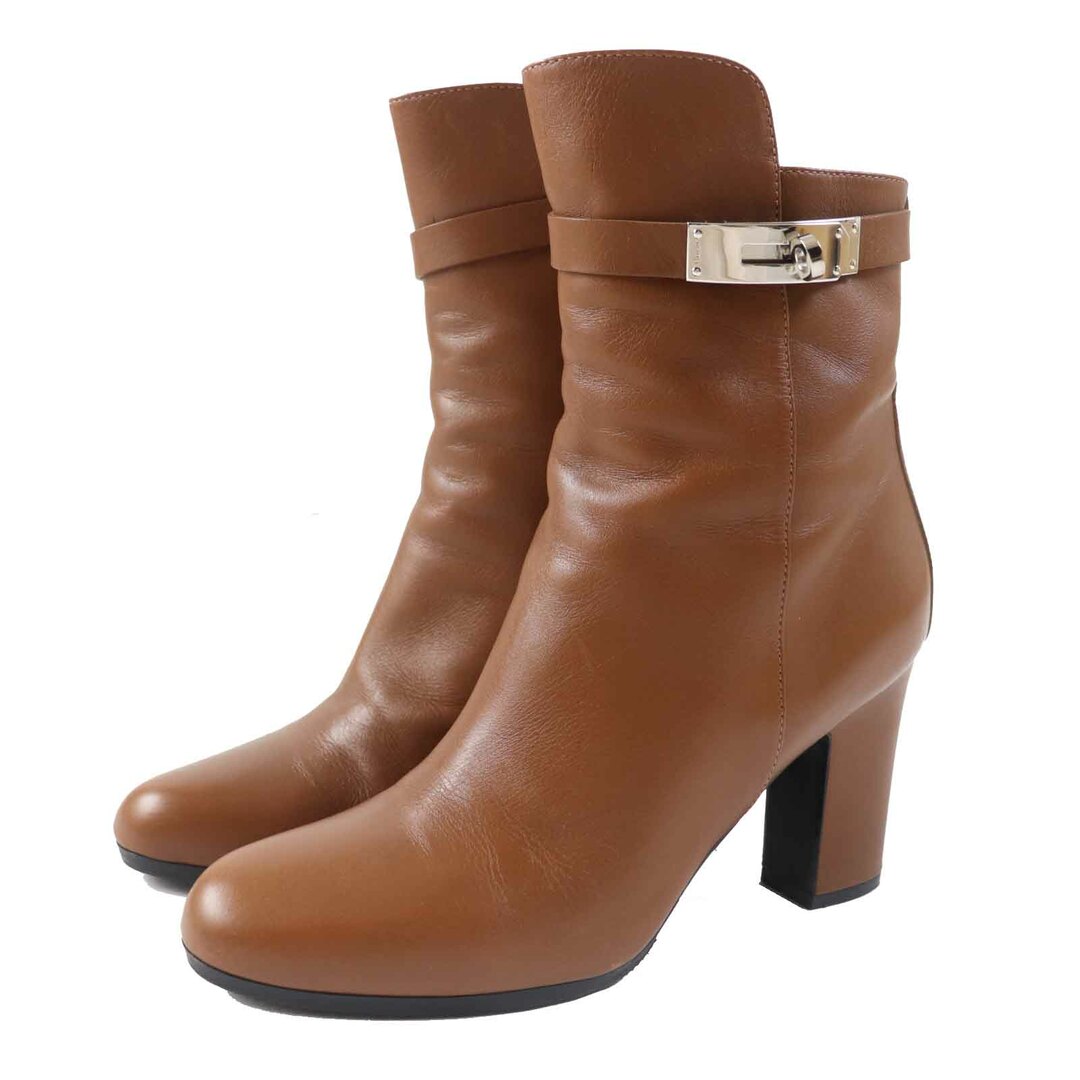 HERMES - 美品◎HERMES エルメス JOUEUSE ジュウーズ シルバー金具 ケリー金具 レザー ショートブーツ ブラウン 38.5 イタリア製 レディース