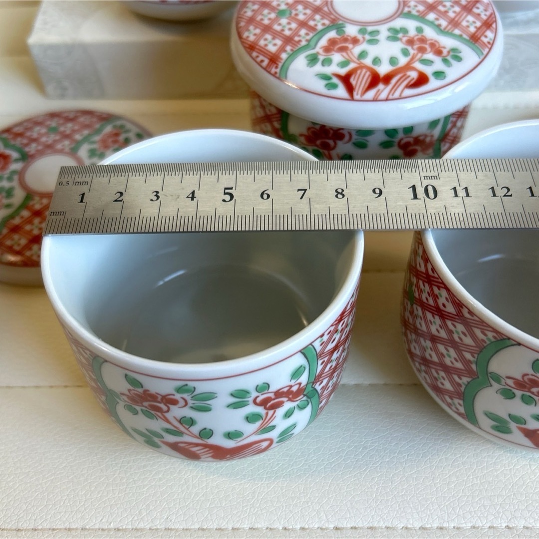 たち吉 - たち吉 赤絵 間取花紋 蓋付き碗揃 5客セット 茶碗蒸し たち吉 - たち吉 赤絵 間取花紋 蓋付き碗揃 5客セット 茶碗蒸し