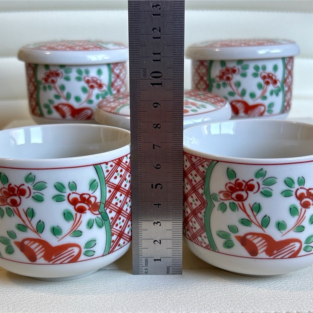 たち吉 - たち吉 赤絵 間取花紋 蓋付き碗揃 5客セット 茶碗蒸し たち吉 - たち吉 赤絵 間取花紋 蓋付き碗揃 5客セット 茶碗蒸し