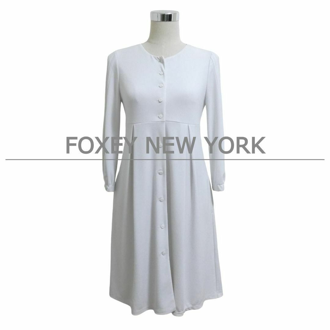 美品 フォクシーニューヨーク 膝丈 七分袖 ニット シャツ 美品 フォクシーニューヨーク 膝丈 七分袖 ニット シャツ