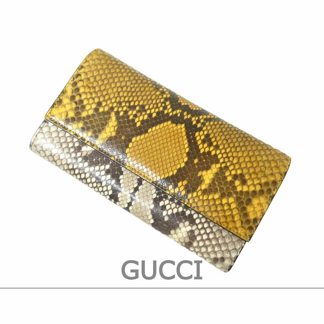 GUCCI - 美品 GUCCI パイソン レザー 二つ折り コンチネンタル GUCCI - 美品 GUCCI パイソン レザー 二つ折り コンチネンタル
