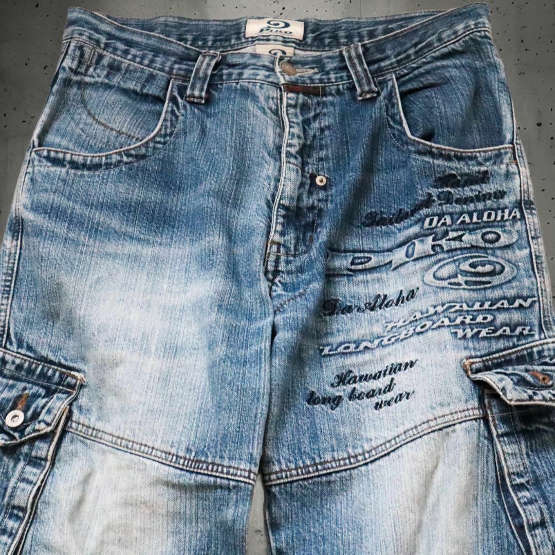 PIKO/ピコ デニムカーゴパンツ エンボス加工 ワイドジーンズ y2k 90s PIKO/ピコ デニムカーゴパンツ エンボス加工 ワイドジーンズ y2k 90s
