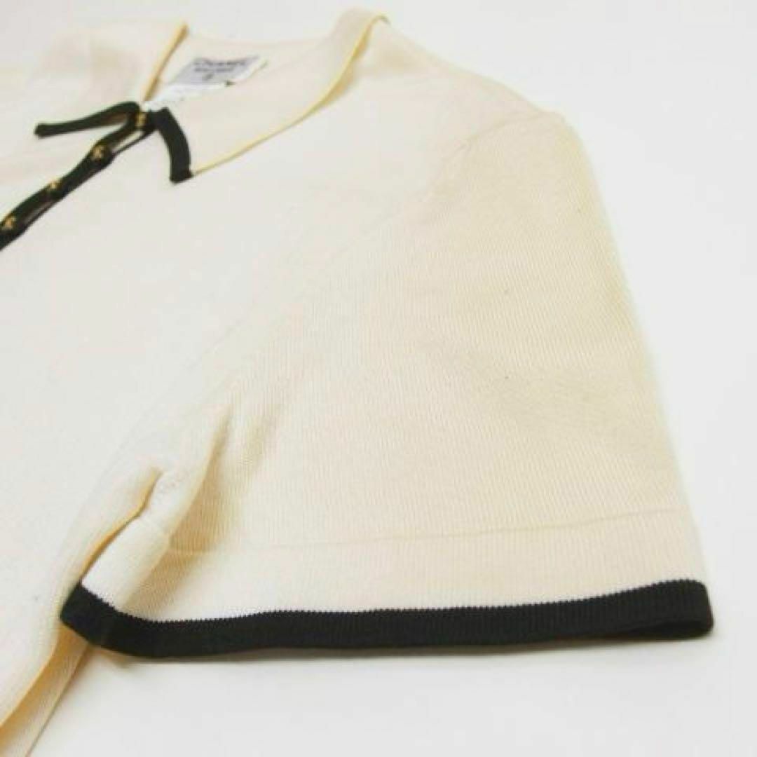 ☆希少☆CHANEL 96C バイカラー ココボタン ポロシャツ アイボリー ☆希少☆CHANEL 96C バイカラー ココボタン ポロシャツ アイボリー