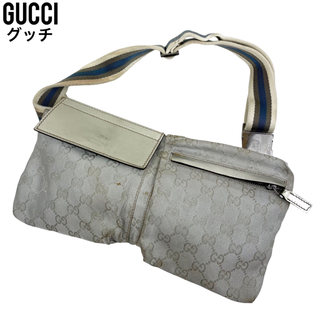 良品 GUCCI グッチ ウエストポーチ GGキャンバス ボディバッグ 良品 GUCCI グッチ ウエストポーチ GGキャンバス ボディバッグ