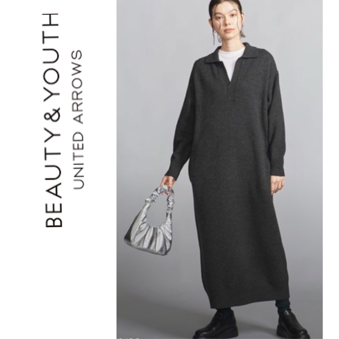 BEAUTY&YOUTH UNITED ARROWS - BEAUTY&YOUTH ウール スキッパーネック ニット ワンピース