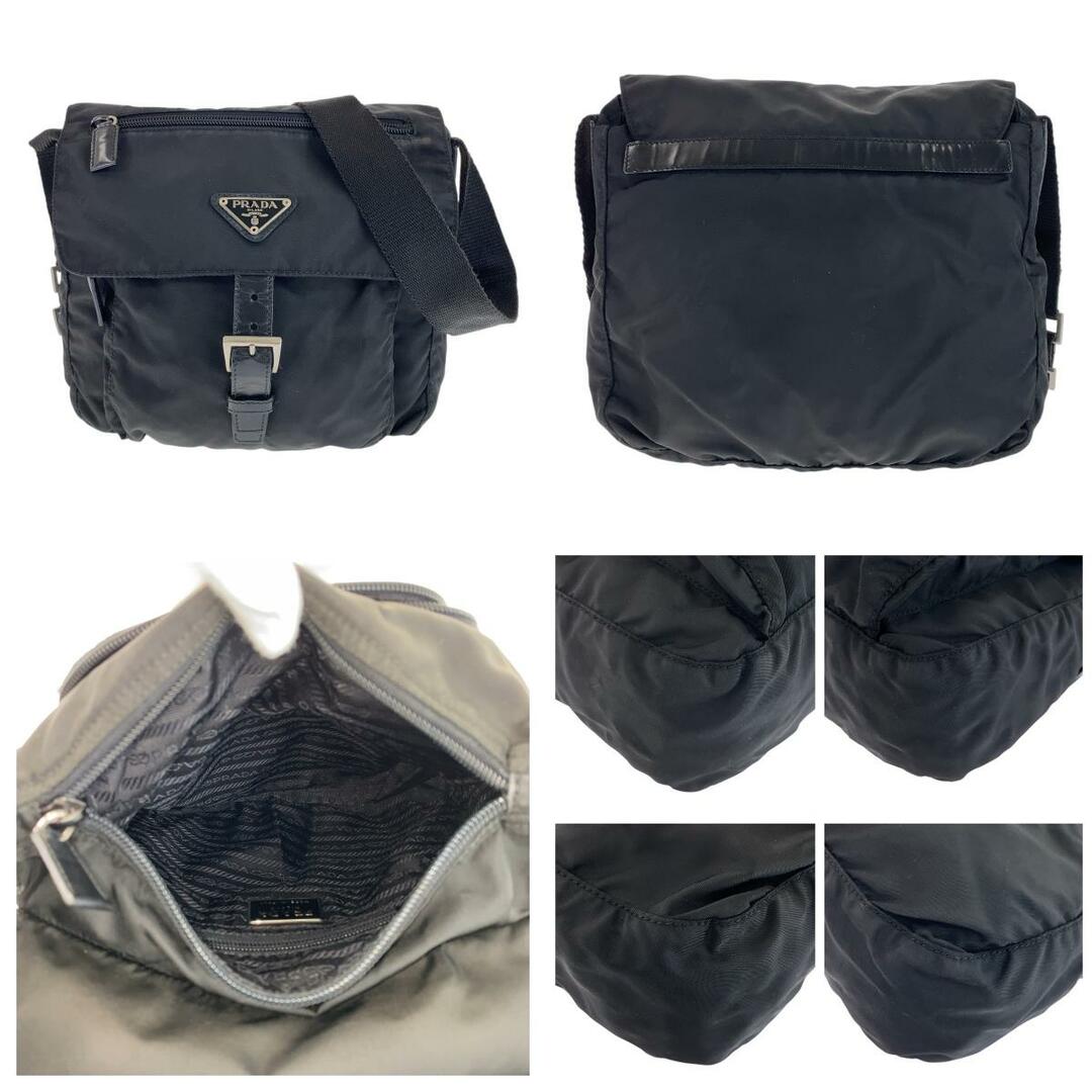 美品 PRADA プラダ テスート 三角ロゴプレート ブラック 黒