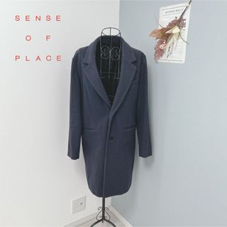 センスオブプレイスバイアーバンリサーチ(SENSE OF PLACE by URBAN RESEARCH)のセンスオブプレイス　ネイビー　コート(チェスターコート)