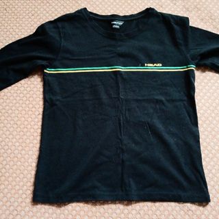 七分袖　黒ストレッチＴシャツ　ヘッド