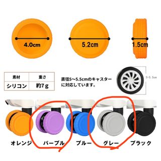 8個 新品 キャスターカバー(グレー)(旅行用品)