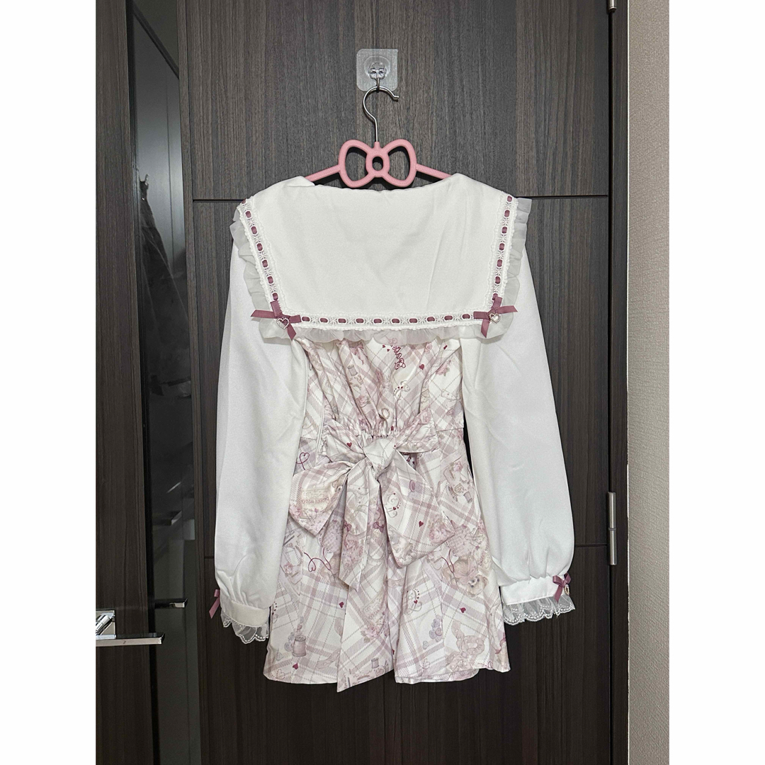 lizlisa リズリサ Sewing Bear柄セットアップ ホワイト lizlisa リズリサ Sewing Bear柄セットアップ ホワイト