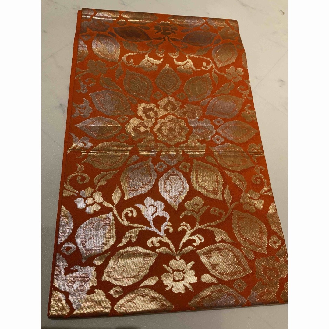 袋帯 正絹 色々なお花の刺繍や青海波 お太鼓 さみしい K-9483 袋帯 正絹 色々なお花の刺繍や青海波 お太鼓 さみしい K-9483