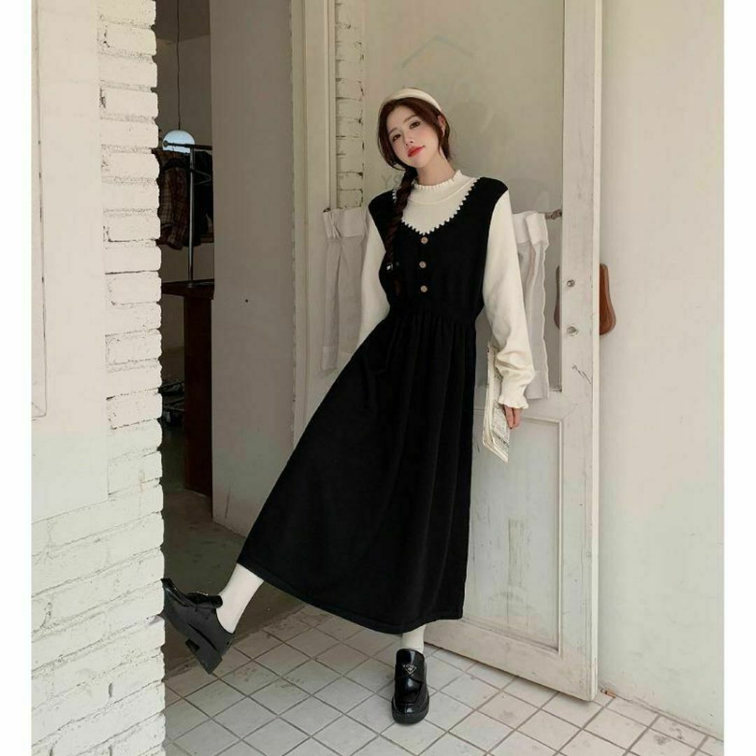 重ね着風 ワンピース 大きいサイズ レディース 秋冬 春 新品 重ね着風 ワンピース 大きいサイズ レディース 秋冬 春 新品