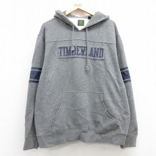ティンバーランド(Timberland)のXL★古着 ティンバーランド 長袖 スウェット パーカー メンズ 00年代 00s ビッグロゴ 大きいサイズ グレー 霜降り フード内側サーマル 24nov08 中古 スエット トレーナー トップス(パーカー)