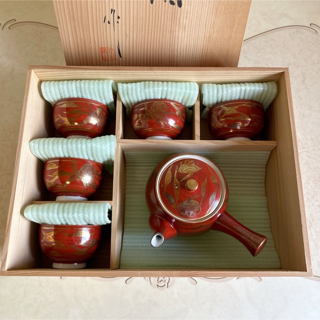 九谷青窯 - 九谷焼 美山造 永楽 金襴手朱雀鳳凰文 高級茶器揃 九谷青窯 - 九谷焼 美山造 永楽 金襴手朱雀鳳凰文 高級茶器揃