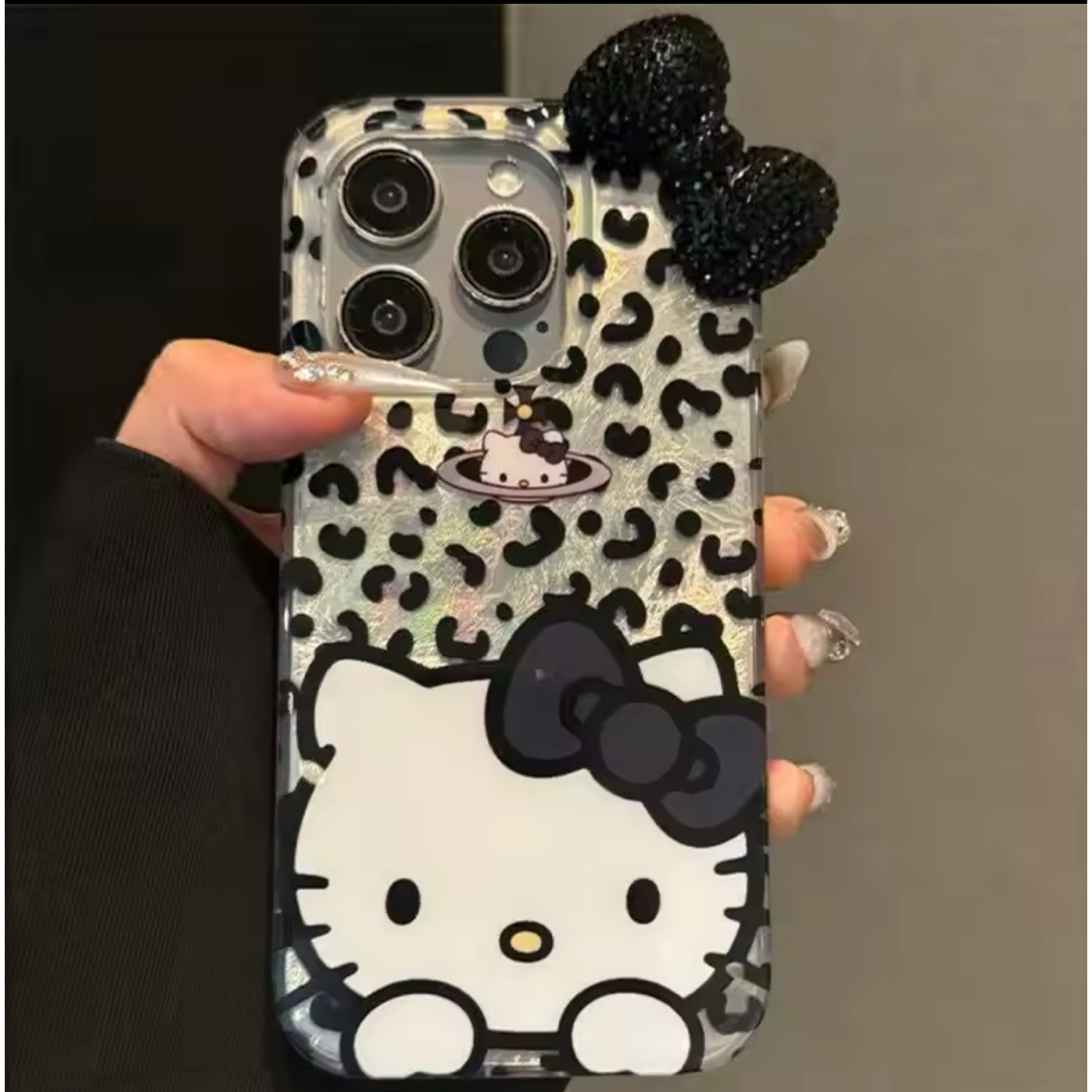 ハローキティ iPhoneケース ギャル ヒョウ柄 黒 白 キティちゃん ハローキティ iPhoneケース ギャル ヒョウ柄 黒 白 キティちゃん
