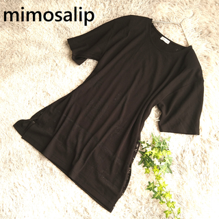 mimosalip　ミモザリップ　シアー花柄レース　カットソー　A78(カットソー(半袖/袖なし))