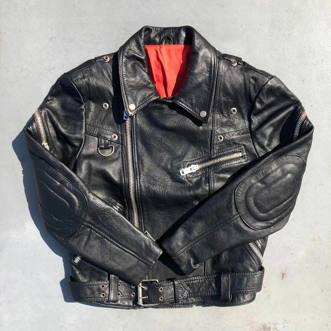 90s ブランド名不明 ビンテージ ライダースジャケット 本革 LL 90s ブランド名不明 ビンテージ ライダースジャケット 本革 LL