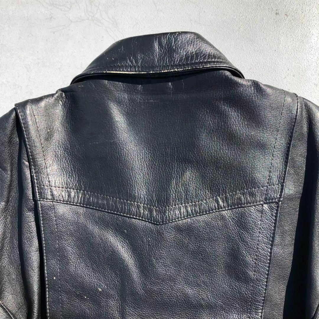 90s ブランド名不明 ビンテージ ライダースジャケット 本革 LL 90s ブランド名不明 ビンテージ ライダースジャケット 本革 LL
