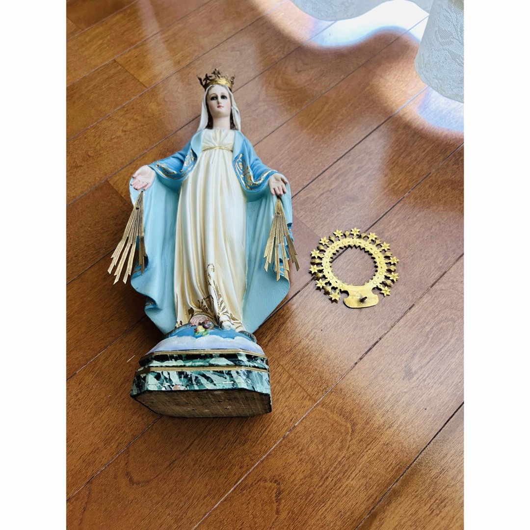 超超希少極美35cm】 ✞ 無原罪の聖母マリア像 宗教彫刻 超超希少極美35cm】 ✞ 無原罪の聖母マリア像 宗教彫刻