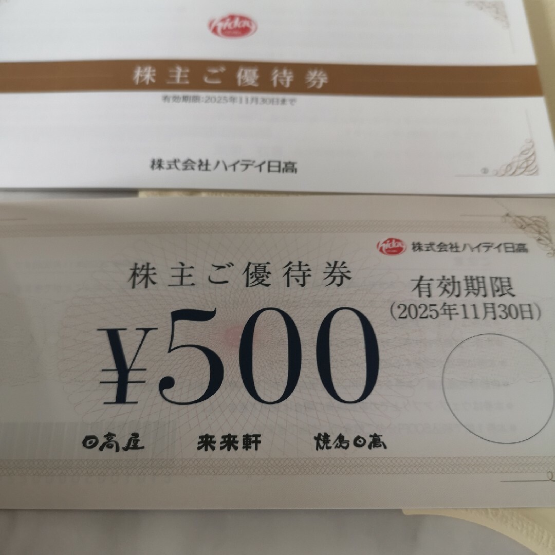 ハイディ日高株主優待1万円分 チケットの優待券/割引券(レストラン/食事券)の商品写真