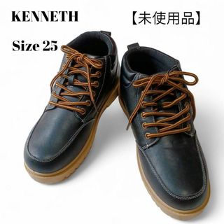 【未使用品】【匿名配送】KENNETH　メンズブーツラウンドトゥ　黒　25㎝(ブーツ)