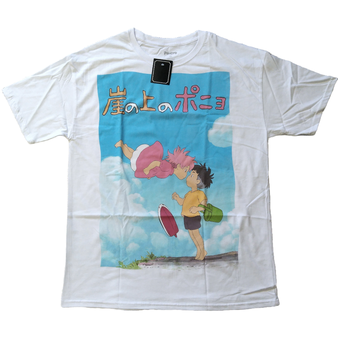 ジブリ - 崖の上のポニョ Tシャツ XL 白 映画 ムービーT アニメT