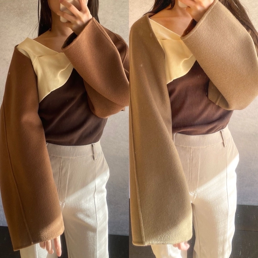 6 (ROKU) - <6(ROKU)>REVER VEST×BOLERO COAT/コート の通販 6 (ROKU) - <6(ROKU)>REVER VEST×BOLERO COAT/コート の通販