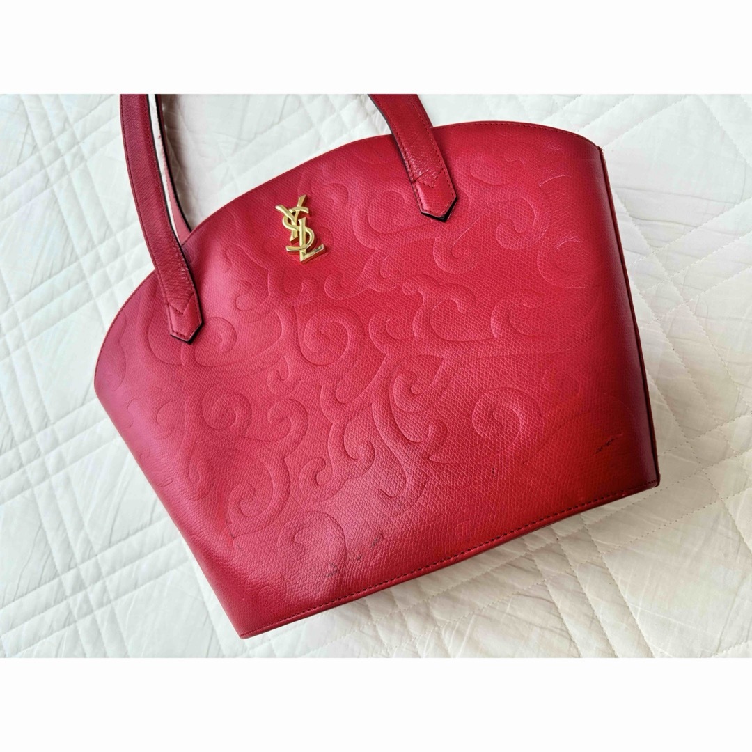 イヴサンローラン トートバッグ YSL レザー 赤 レッド トートバッグ イヴサンローラン トートバッグ YSL レザー 赤 レッド トートバッグ