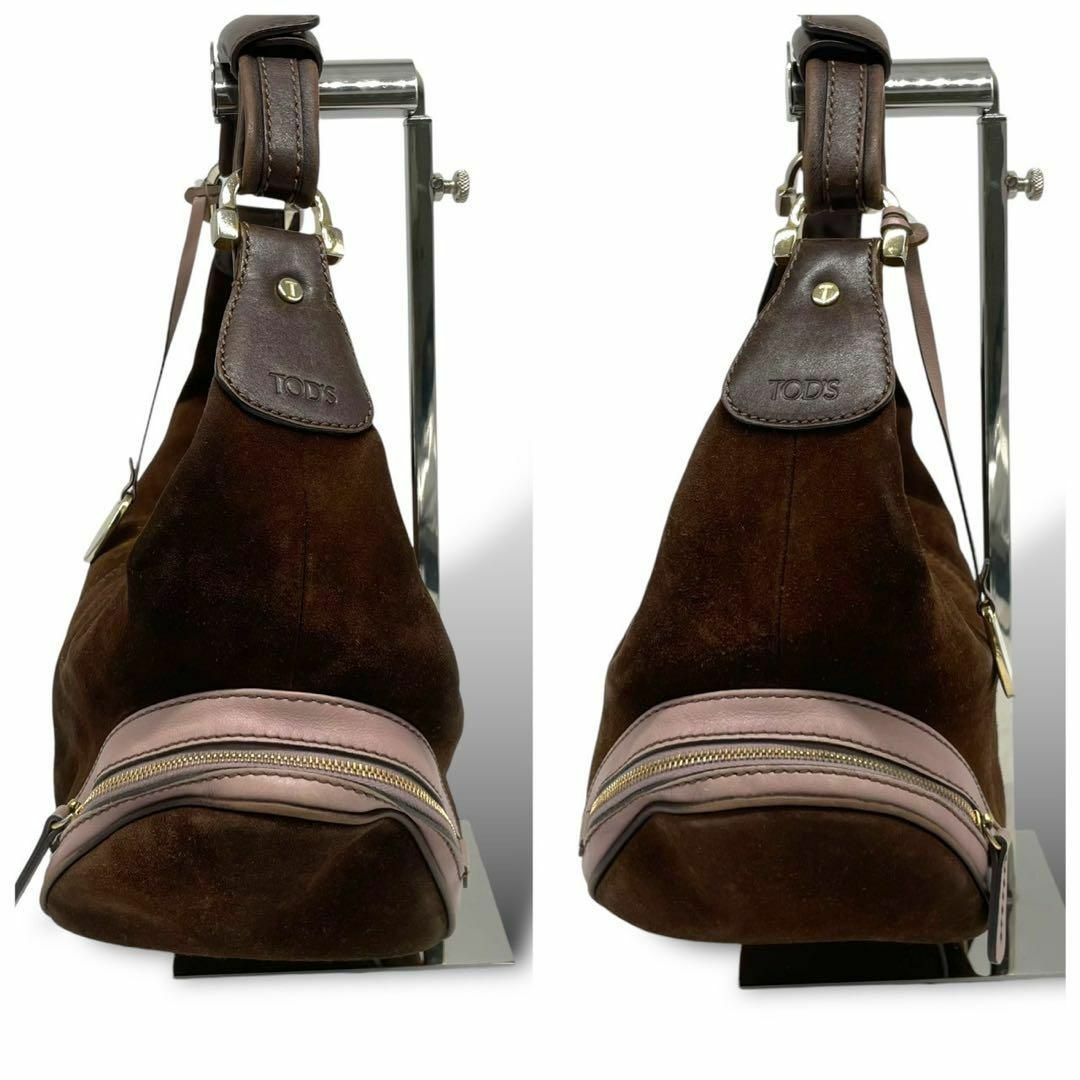 TOD'S - トッズ ワンショルダーバッグ スエード レザー ブラウン TOD'S - トッズ ワンショルダーバッグ スエード レザー ブラウン