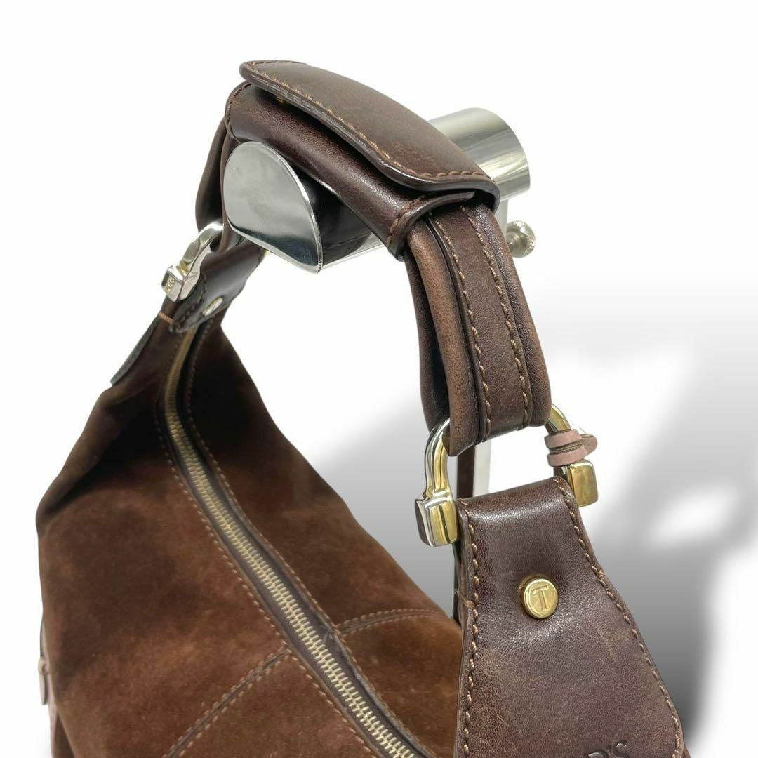 TOD'S - トッズ ワンショルダーバッグ スエード レザー ブラウン TOD'S - トッズ ワンショルダーバッグ スエード レザー ブラウン