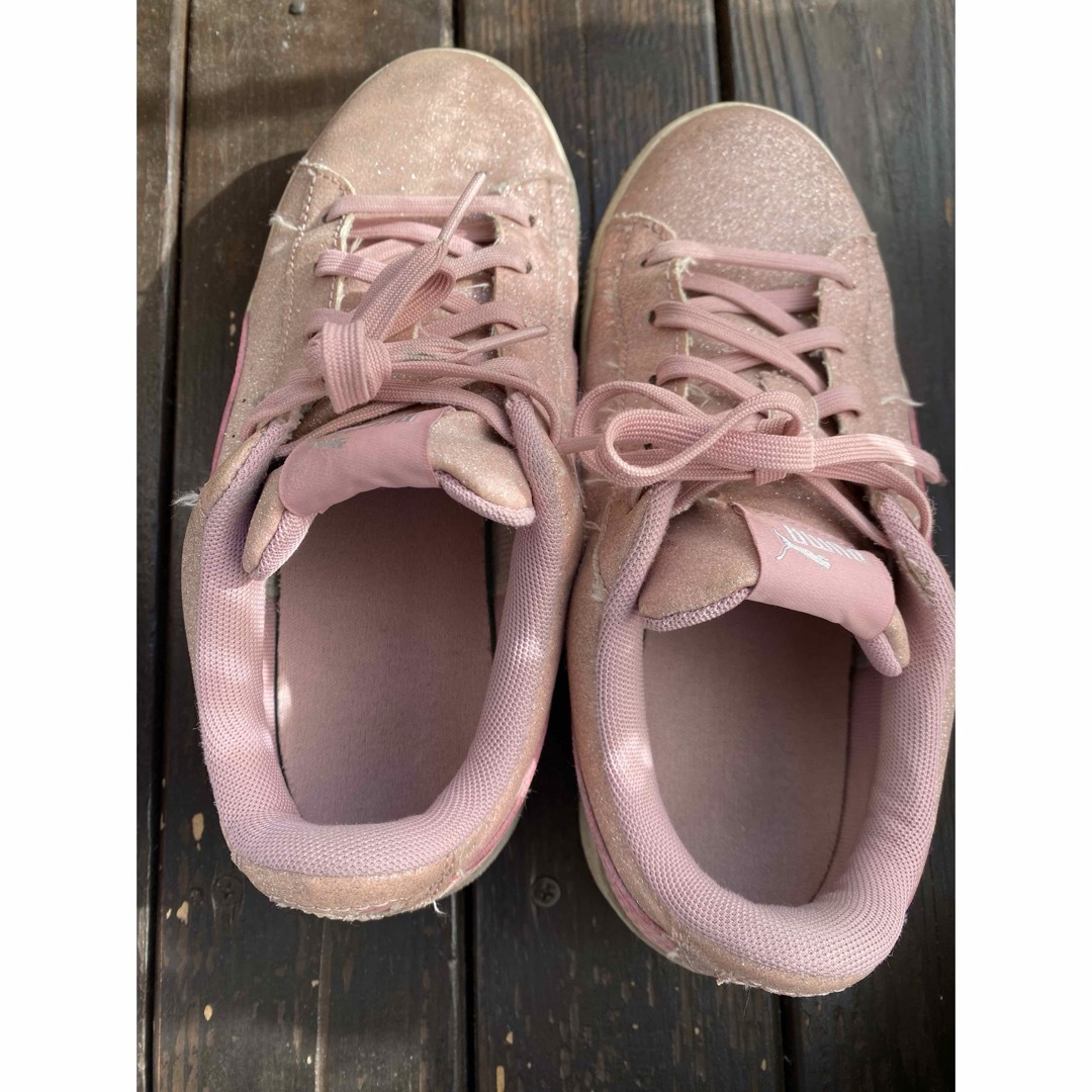 PUMA - PUMA グリッター ピンク 紐 21.0cm ラメ スニーカー 厚底 PUMA - PUMA グリッター ピンク 紐 21.0cm ラメ スニーカー 厚底