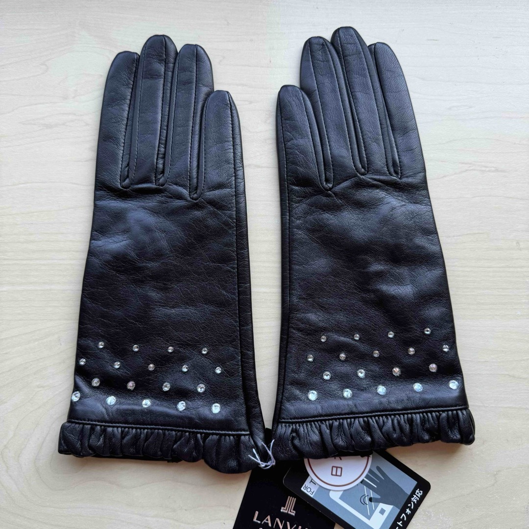 ☆新品☆ランバンコレクション レザー手袋 ラインストーン ☆新品☆ランバンコレクション レザー手袋 ラインストーン
