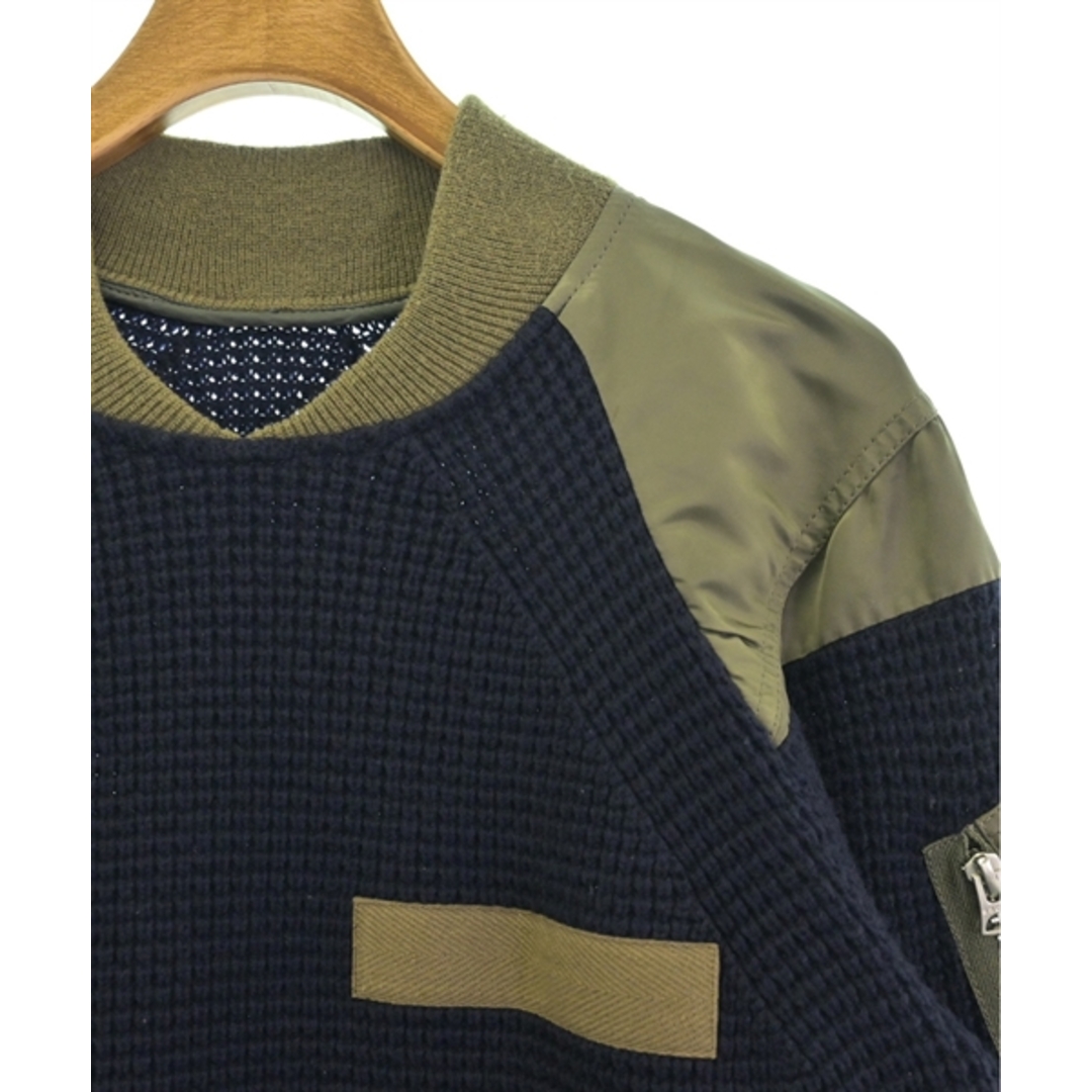 sacai - sacai サカイ ニット・セーター 2(M位) 紺xカーキ sacai - sacai サカイ ニット・セーター 2(M位) 紺xカーキ