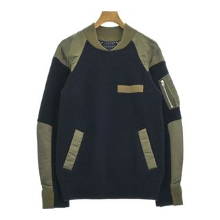 sacai - sacai サカイ ニット・セーター 2(M位) 紺xカーキ sacai - sacai サカイ ニット・セーター 2(M位) 紺xカーキ