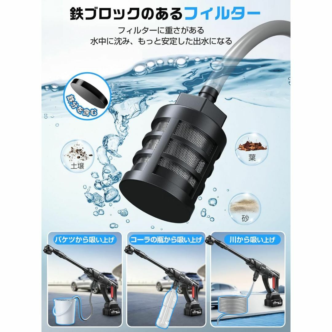 高圧洗浄機 コードレス BOOMAX 充電式 8M Pa圧力 20000mAh Amazon | 【2024初登場・第4世代】 高圧洗浄機 コードレス