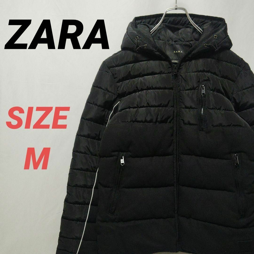 ZARA - ZARA MAN ザラ ダウンジャケット メンズ 黒 M 切り替えの ZARA - ZARA MAN ザラ ダウンジャケット メンズ 黒 M 切り替えの