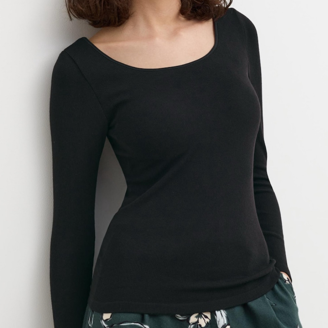 UNIQLO - 専用⭐️UNIQLO ヒートテックリブバレエネックブラTの UNIQLO - 専用⭐️UNIQLO ヒートテックリブバレエネックブラTの