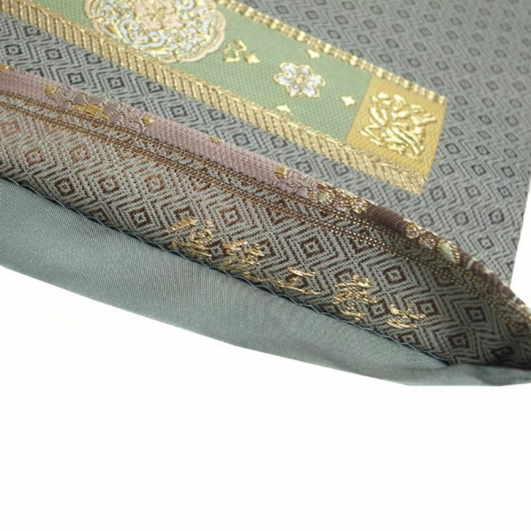 スーパーセール 半額タイムセール 金糸 伝統工芸士 西陣 京都 袋帯 くすみカラー 新古品 七宝 華文 水着・ラッシュガード