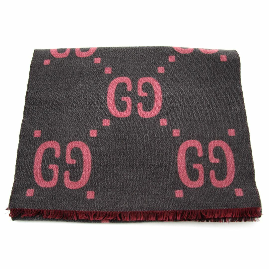 美品 グッチ マフラー GGジャカード ウールシルク スカーフ 美品 グッチ マフラー GGジャカード ウールシルク スカーフ