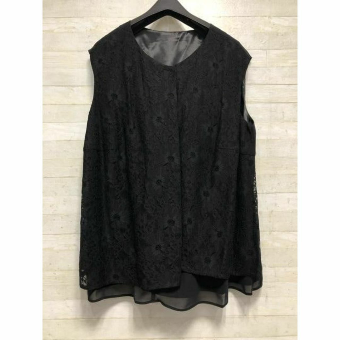 新品☆4L黒系♪レース前開きブラウス♪パンツドレス3点セット 新品☆4L黒系♪レース前開きブラウス♪パンツドレス3点セット