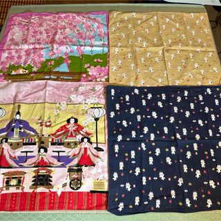 和柄　綿風呂敷4枚セット　桜　猫　ひな祭り　小判　招き猫(日用品/生活雑貨)