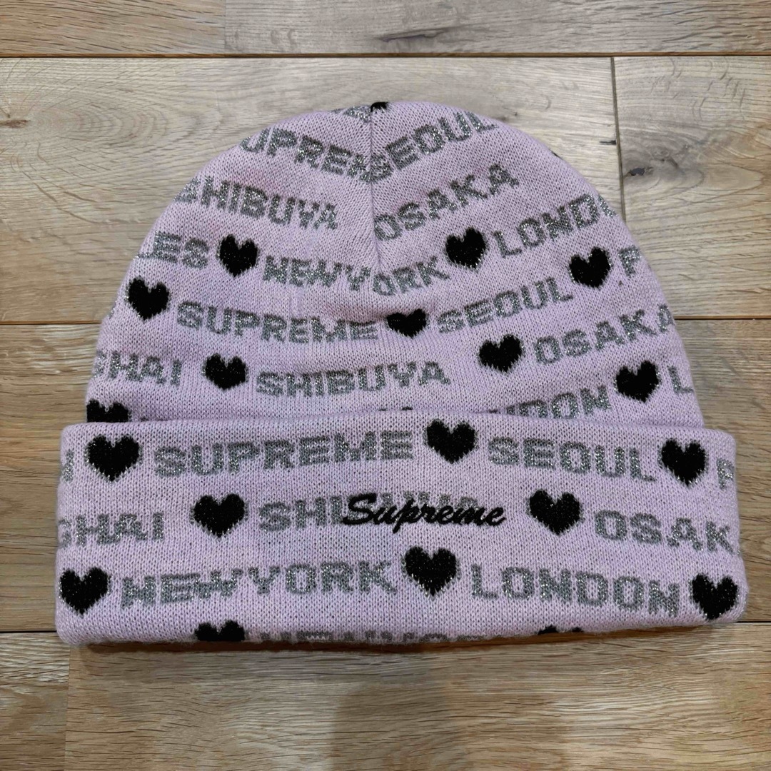 希少カラー】Supreme Hearts beanie Light Pink 帽子 希少カラー】Supreme Hearts beanie Light Pink 帽子